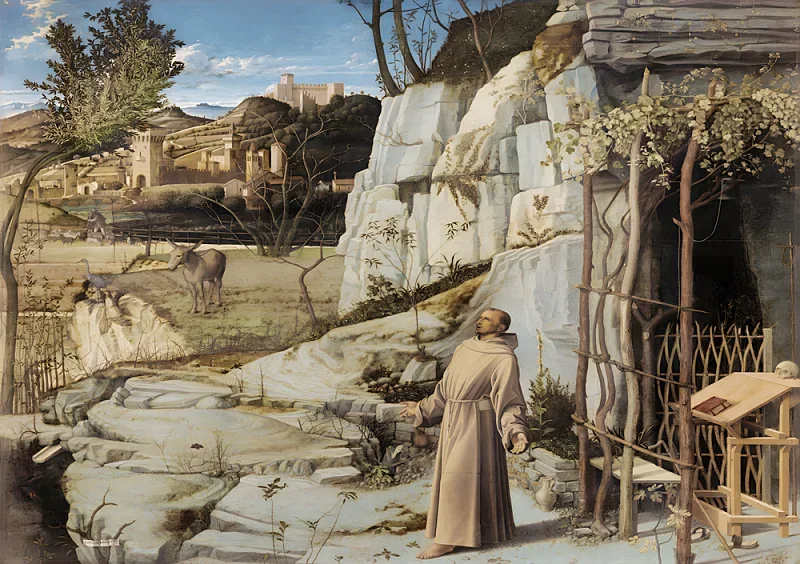 Giovanni Bellini | Sankt Frans i ørkenen - 1480 | Indrammet kunsttryk | Renæssance | formida