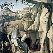 Giovanni Bellini | Der heilige Hieronymus in der Wüste - 1480 | Giclée Kunstdruck gerahmt