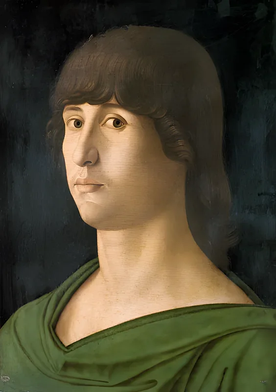 Giovanni Bellini | Bildnis von einem jungen Mann - 1498 | Giclée Kunstdruck gerahmt