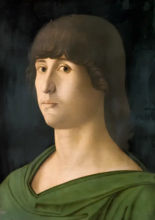Giovanni Bellini | Bildnis von einem jungen Mann - 1498 | Giclée Kunstdruck gerahmt