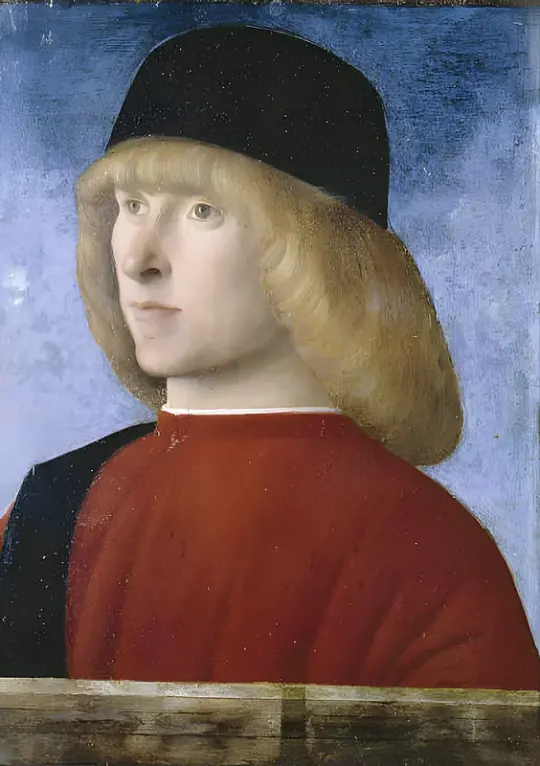 Giovanni Bellini | Bildnis eines Senators - 1510 | Giclée Kunstdruck gerahmt