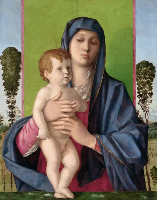 Giovanni Bellini | Madonna mit Bäumchen - 1487 | Giclée Kunstdruck gerahmt