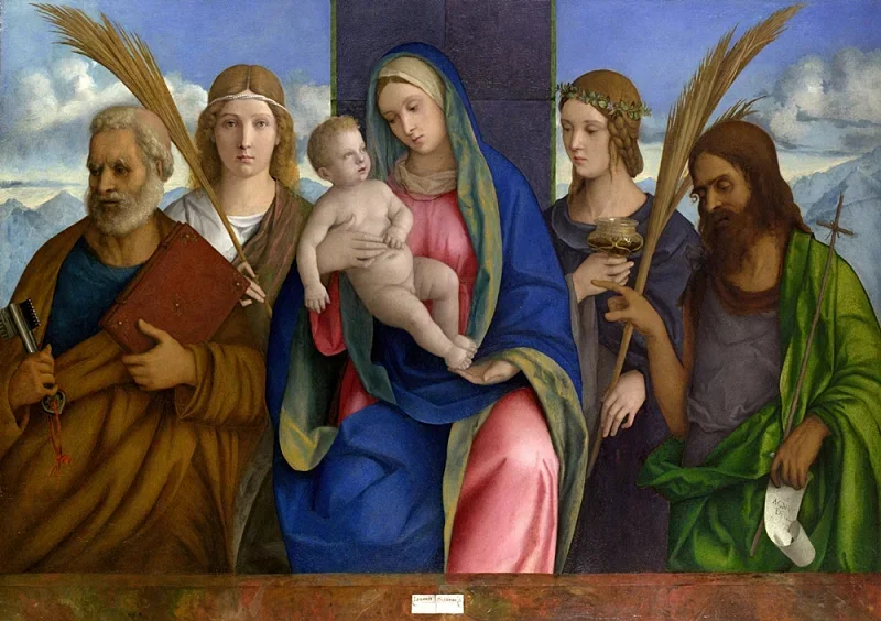 Giovanni Bellini | Madonna og barn med helgen - 1460 | Indrammet kunsttryk | Renæssance | formida