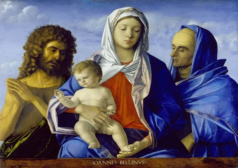 Giovanni Bellini | Madonna og barn med de hellige Johannes Døberen og Elizabeth - 1490 | Indrammet kunsttryk | Renæssance | formida
