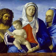 Giovanni Bellini | Madonna og barn med de hellige Johannes Døberen og Elizabeth - 1490 | Indrammet kunsttryk | Renæssance | formida