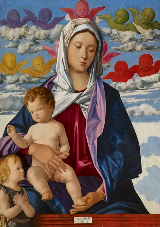 Giovanni Bellini | Madonna og barn med St. Johannes Døberen - 1490 | Indrammet kunsttryk | Renæssance | formida