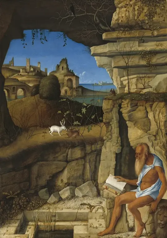 Giovanni Bellini | Sankt Hieronymus læser - 1505 | Indrammet kunsttryk | Renæssance | formida