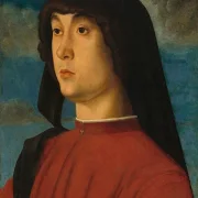 Giovanni Bellini | Porträt eines jungen Mannes in Rot – 1480 | Giclée Kunstdruck gerahmt