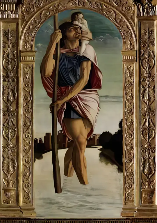 Giovanni Bellini | Der heilige Christophorus - 1466 | Giclée Kunstdruck gerahmt