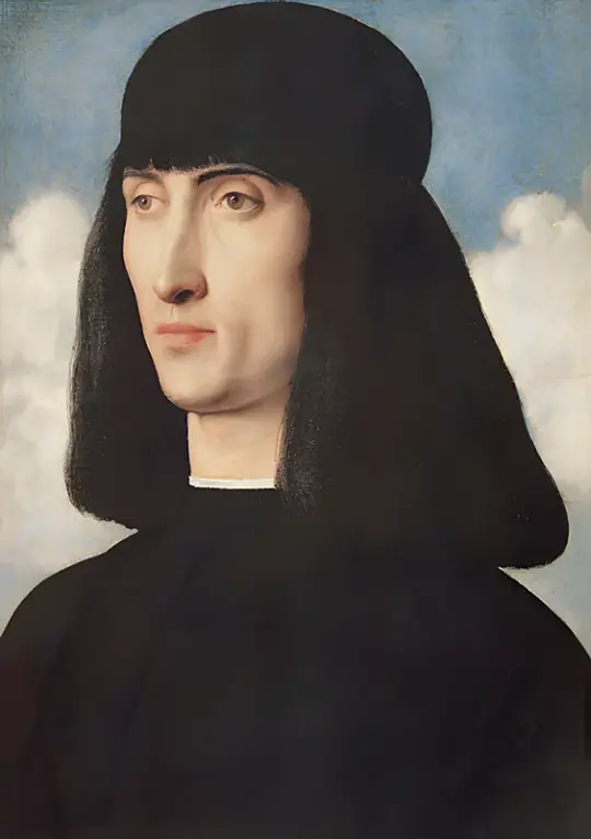 Giovanni Bellini | Porträt eines jungen Mannes - 1500 | Giclée Kunstdruck gerahmt