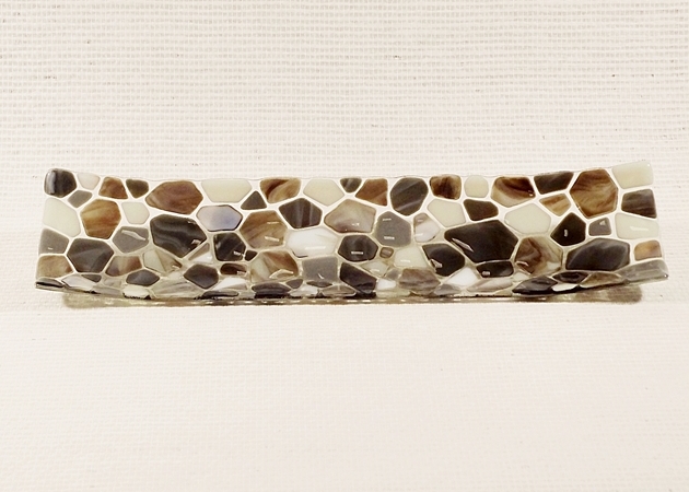 Glasskål med grove mosaik, firkantet bøjet
