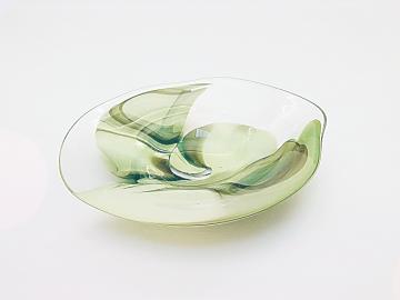 Glasschale Nordlicht, klar, rund mit gelblichen Einlagen