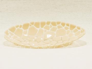 Glasschale oval, klar, mit hell beigen Mosaik