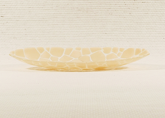 Glasschale oval, klar, mit hell beigen Mosaik