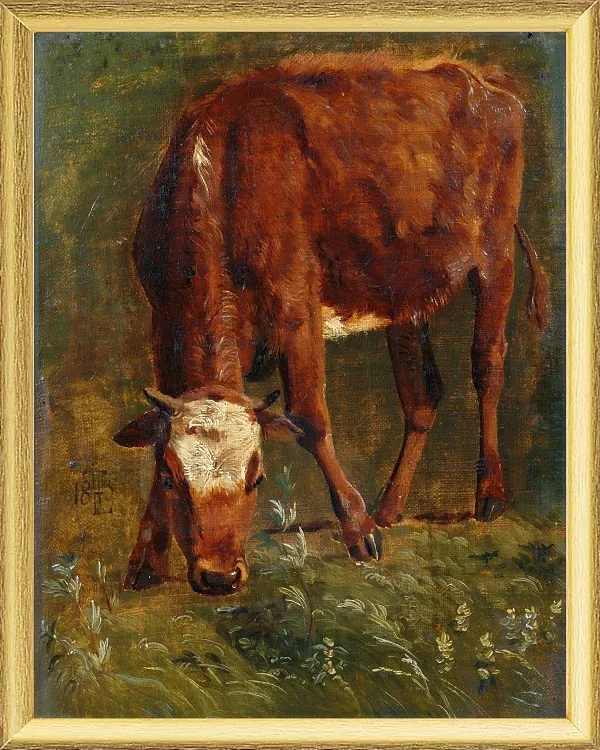 Grasende rote Färse - 1843