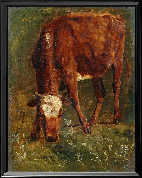 Grasende rote Färse - 1843