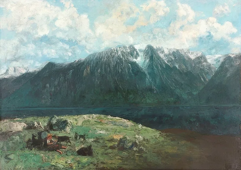 Gustave Courbet | Panoramablick auf die Alpen - 1850 | Gerahmter Kunstdruck | Realismus