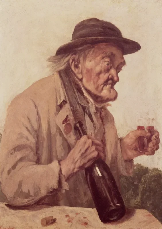 Gustave Courbet | Gammel mand med et glas vin – 1850 | Indrammet kunsttryk | Realisme