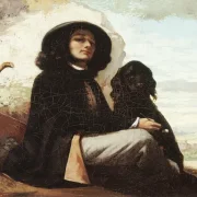 Gustave Courbet | Selvportræt, Courbet med den sorte hund – 1842| Indrammet kunsttryk | Realisme