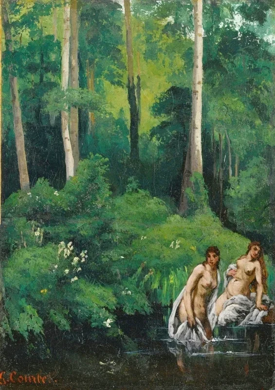 Gustave Courbet | Badende i skoven - 1865  | Indrammet kunsttryk | Realisme