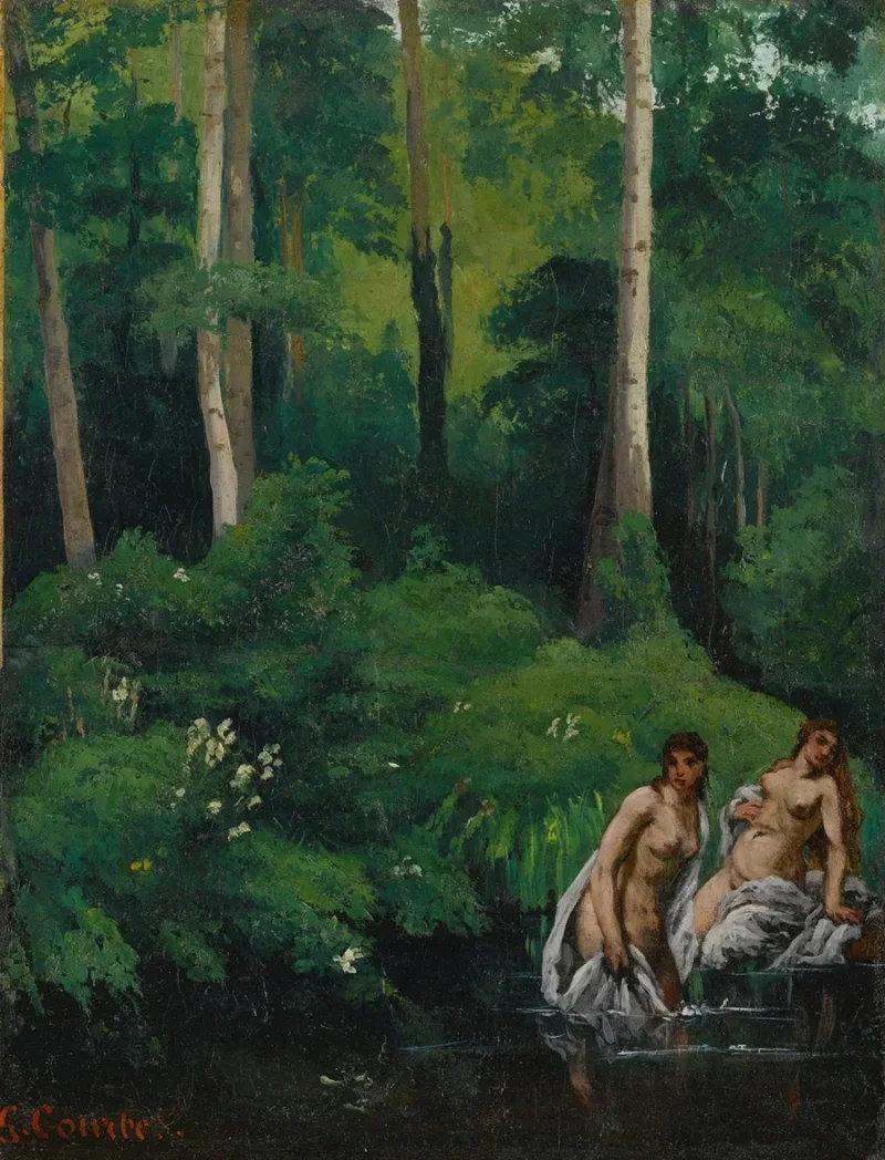 Gustave Courbet – Badegäste im Wald 1865 | Giclée Kunstdruck gerahmt