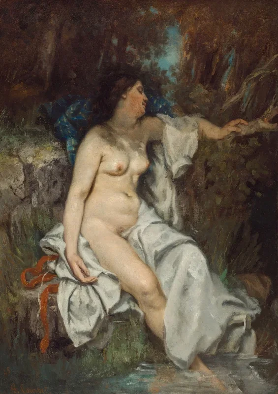 Gustave Courbet | Badende kvinde, der sover ved en bæk – 1845 | Indrammet kunsttryk | Realisme