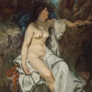 Gustave Courbet | Badende kvinde, der sover ved en bæk – 1845 | Indrammet kunsttryk | Realisme