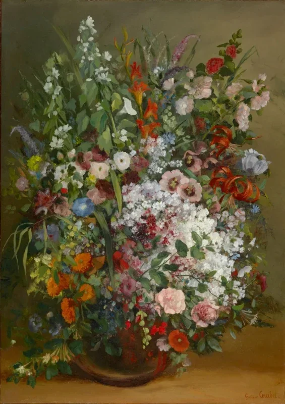 Gustave Courbet | Blomsterbuket i vase - 1850 | Indrammet kunsttryk | Realisme