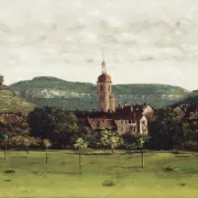 Gustave Courbet | Udsigt over Ornans og dens klokketårn - 1858 | Indrammet kunsttryk | Realisme
