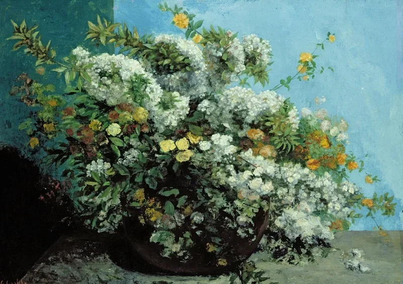 Gustave Courbet | Blomstrende grene og blomster - 1855 | Indrammet kunsttryk | Realisme