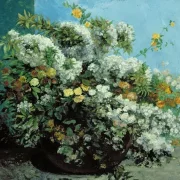 Gustave Courbet | Blomstrende grene og blomster - 1855 | Indrammet kunsttryk | Realisme