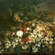 Gustave Courbet | Blomster på en bænk - 1862 | Indrammet kunsttryk | Realisme