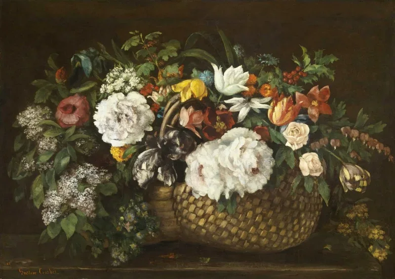 Gustave Courbet | Blomster i en kurv - 1863 | Indrammet kunsttryk | Realisme