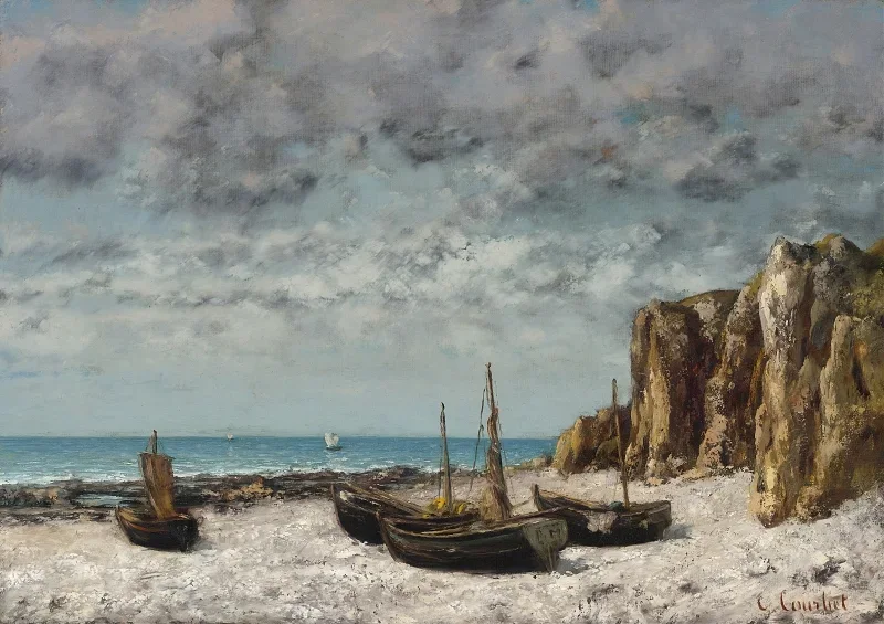 Gustave Courbet | Både på en strand – 1872 | Indrammet kunsttryk | Realisme
