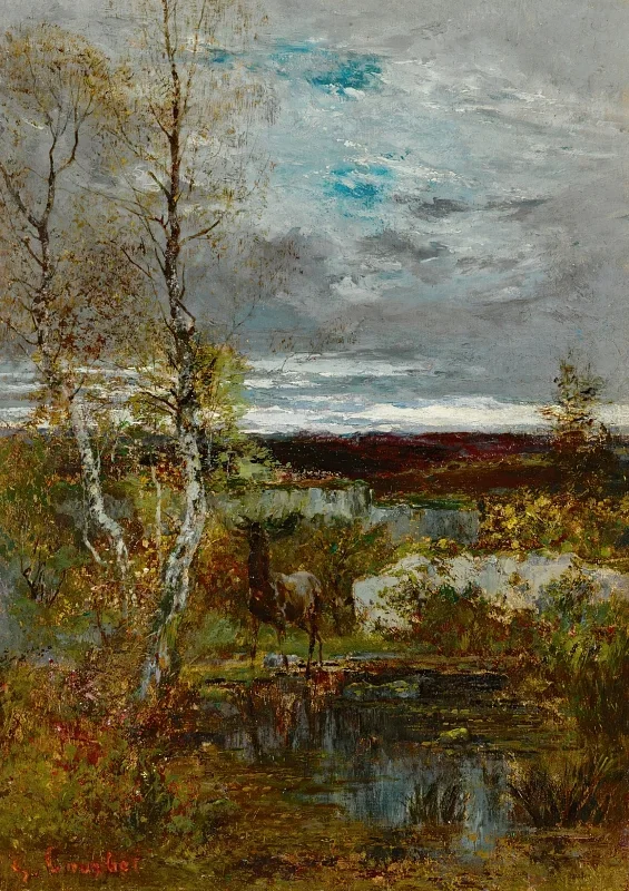 Gustave Courbet | Hjort ved vandhullet – 1860 | Indrammet kunsttryk | Realisme