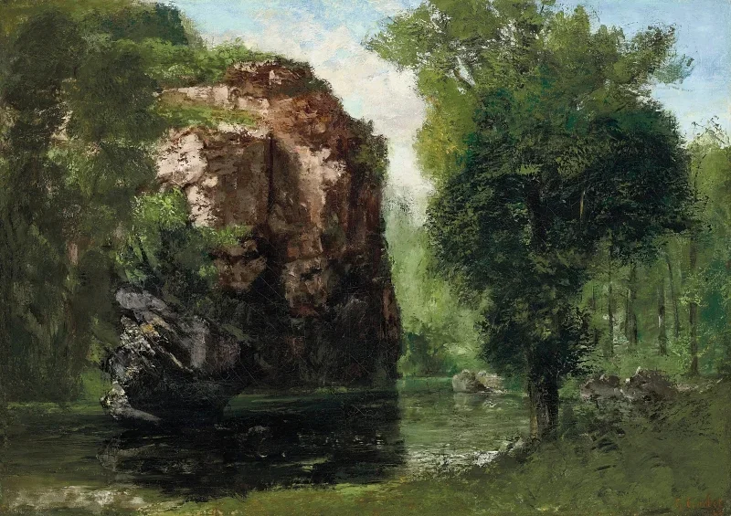 Gustave Courbet | Loue-flodens bredder med klipper - 1868 | Indrammet kunsttryk | Realisme