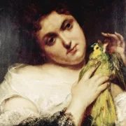 Gustave Courbet | Dame med en papegøje - 1855 | Indrammet kunsttryk | Realisme