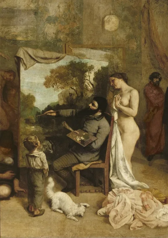 Gustave Courbet | Kunstnerens atelier - 1854 | Indrammet kunsttryk | Realisme
