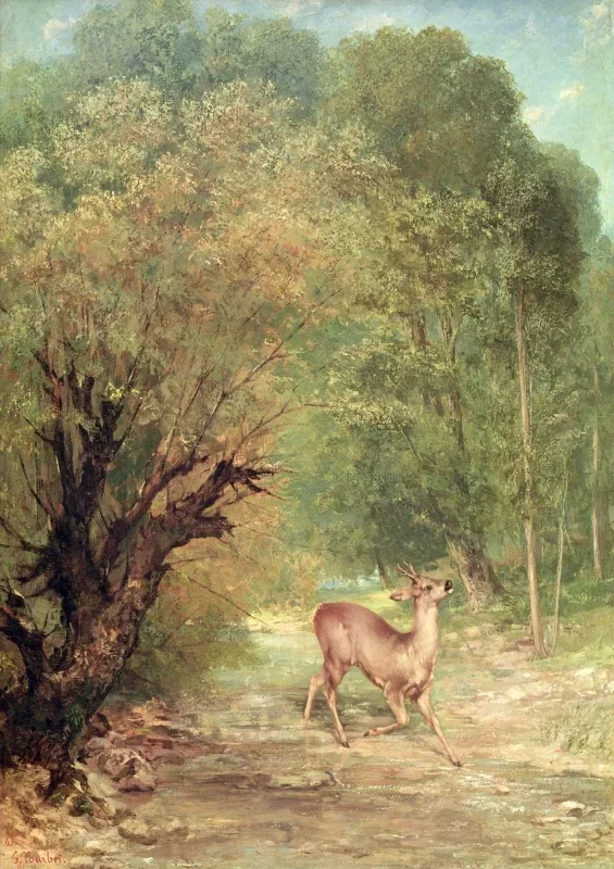 Gustave Courbet | Den jagede hjort på vagt - 1867 | Indrammet kunsttryk | Realisme