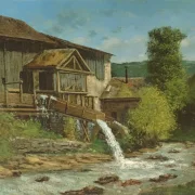 Gustave Courbet | Savværket ved Gauffre-floden - 1860 | Indrammet kunsttryk | Realisme