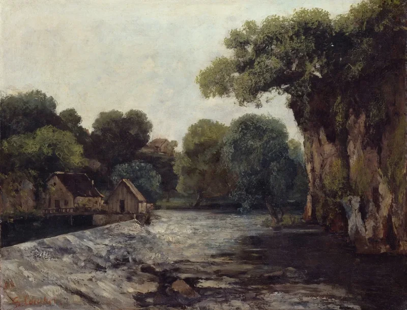 Gustave Courbet – Das Wehr an der Mühle 1866 | Giclée Kunstdruck gerahmt