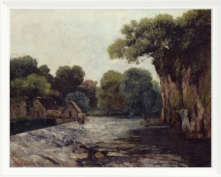 Gustave Courbet – Das Wehr an der Mühle 1866 | Giclée Kunstdruck gerahmt