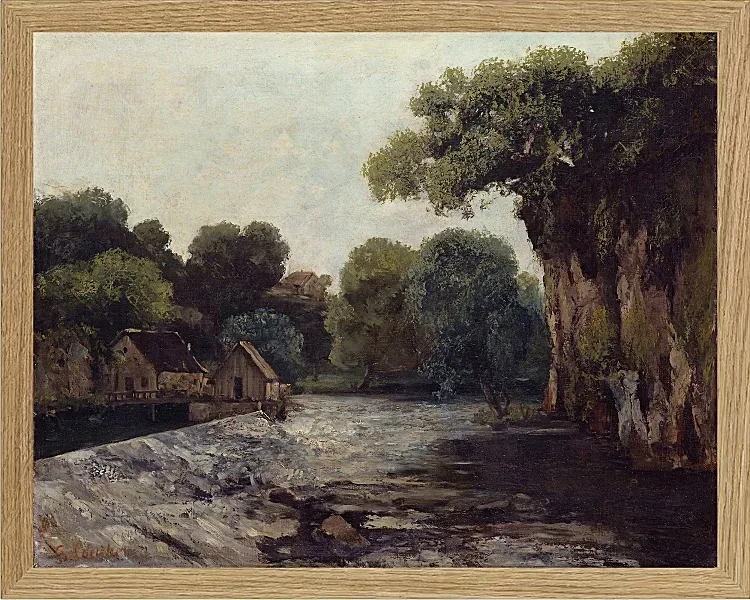 Gustave Courbet – Das Wehr an der Mühle 1866 | Giclée Kunstdruck gerahmt