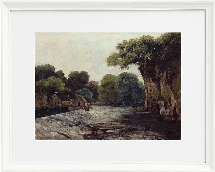 Gustave Courbet – Das Wehr an der Mühle 1866 | Giclée Kunstdruck gerahmt