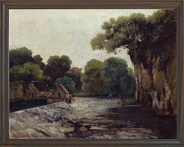 Gustave Courbet – Das Wehr an der Mühle 1866 | Giclée Kunstdruck gerahmt