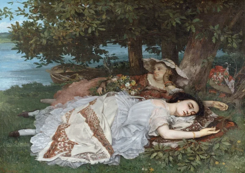 Gustave Courbet | Unge kvinder ved Seines bred – 1857 | Indrammet kunsttryk | Realisme