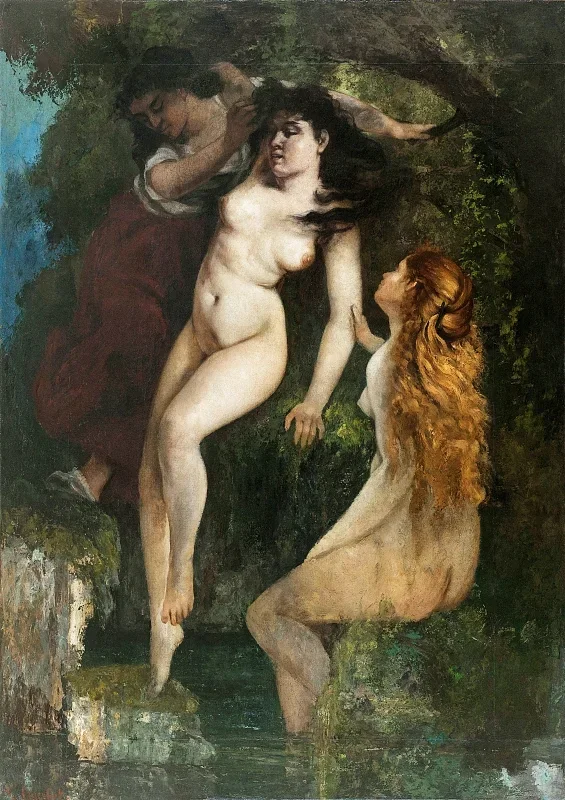 Gustave Courbet | Drei Badende – 1865 | Gerahmter Kunstdruck | Realismus