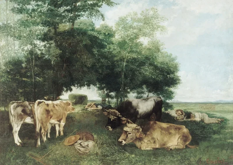 Gustave Courbet | Hvilestunden i høhøstsæsonen – 1867 | Indrammet kunsttryk | Realisme