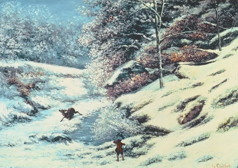 Gustave Courbet | Den sårede hjort - 1869 | Indrammet kunsttryk | Realisme