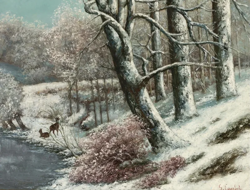 Gustave Courbet – Der Wald im Winter 1869 | Giclée Kunstdruck gerahmt